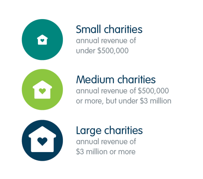 Diagrams of charity sizes 